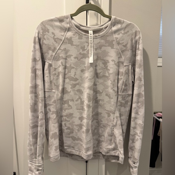 Lululemon Its Rulu Run Long Sleeve Shirt Heritage Camo Jacquard Vapor Gull Grey - Picture 3 of 8